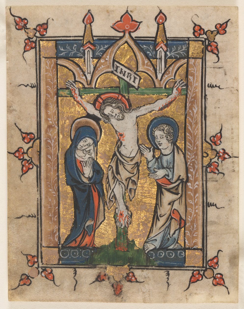 Blatt aus einem Psalter: Die Kreuzigung, ca. 1300-1330 von Unbekannt