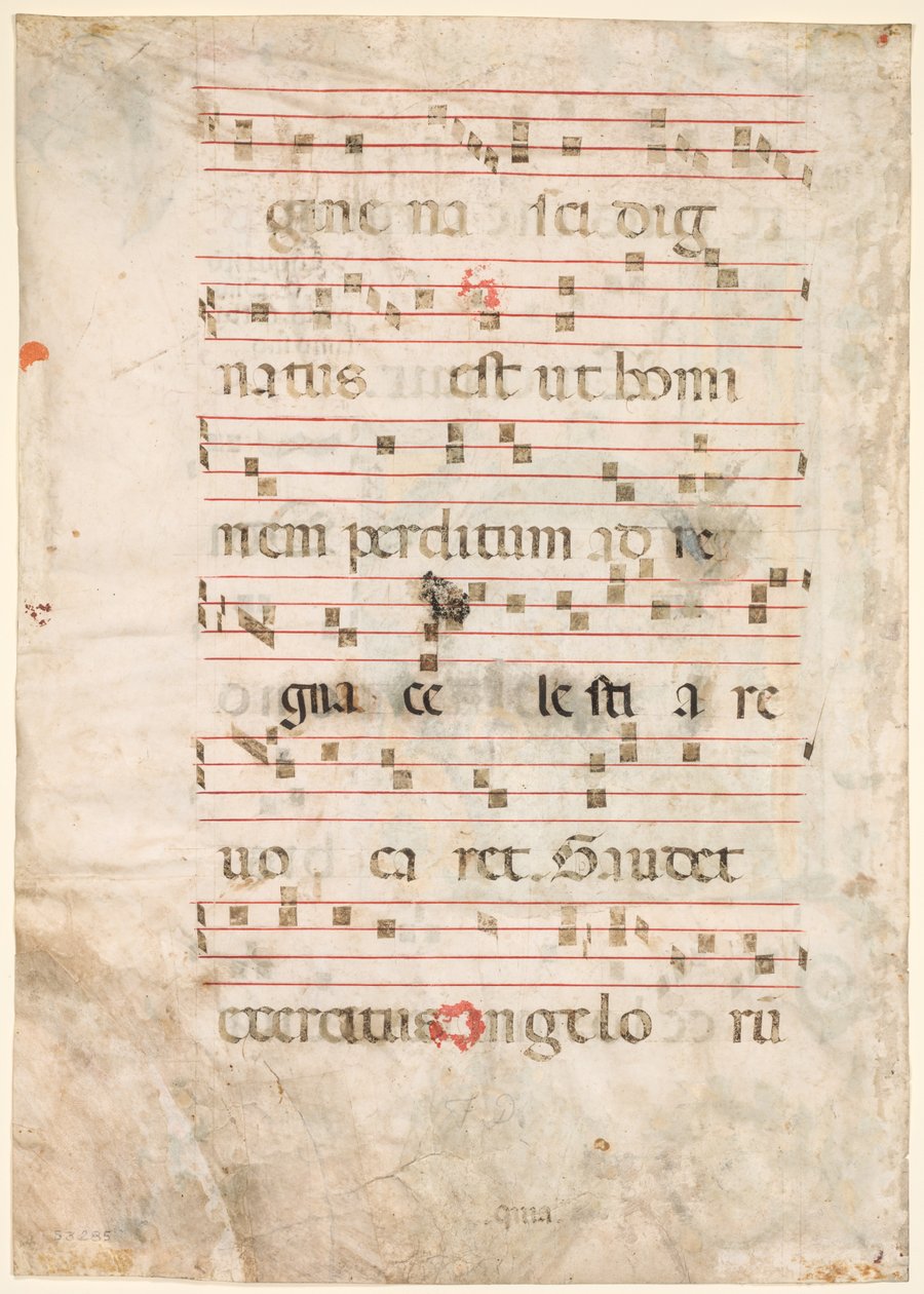 Blatt aus einem Antiphonar: Musik verso, frühe 1300er von Unbekannt