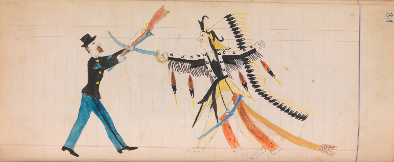 Maffet Ledger: Indianerhäuptling und Soldat, ca. 1874-81 von Unbekannt