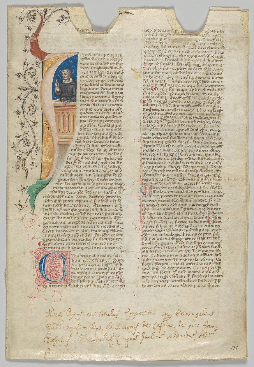 Manuskriptblatt, italienisch von Unbekannt