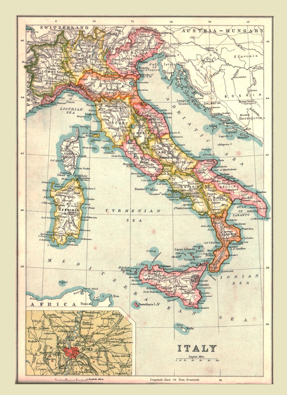 Karte von Italien, 1902 von Unbekannt