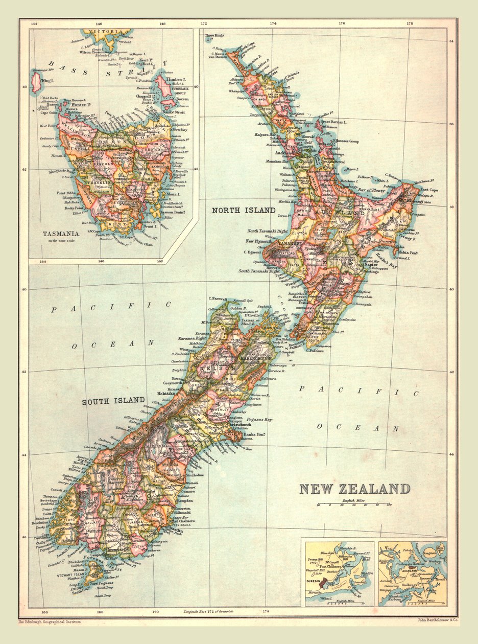 Karte von Neuseeland, 1902 von Unbekannt