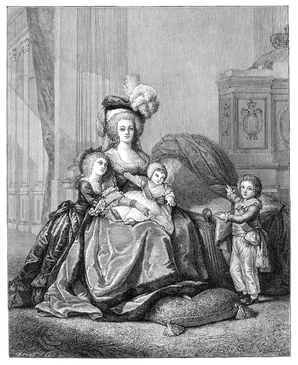 Marie Antoinette und ihre Kinder, um 1787, 1885 von Unbekannt