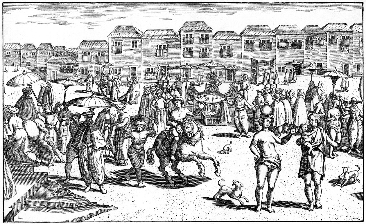 Markt in Goa, Indien, 1599 von Unbekannt