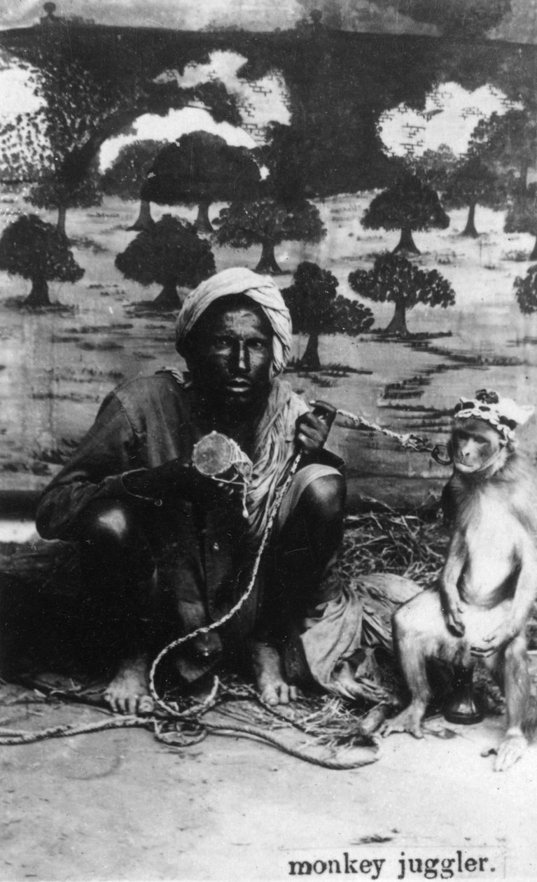 Affenjongleur, Indien, 20. Jahrhundert von Unbekannt