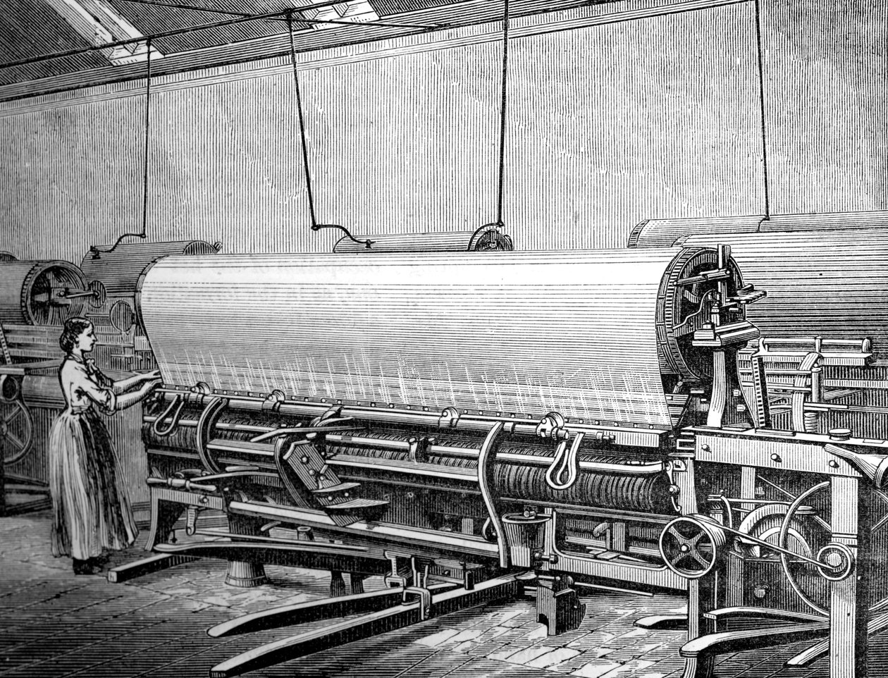 Netzwebstuhl in der Stuarts-Fabrik, um 1880 von Unbekannt