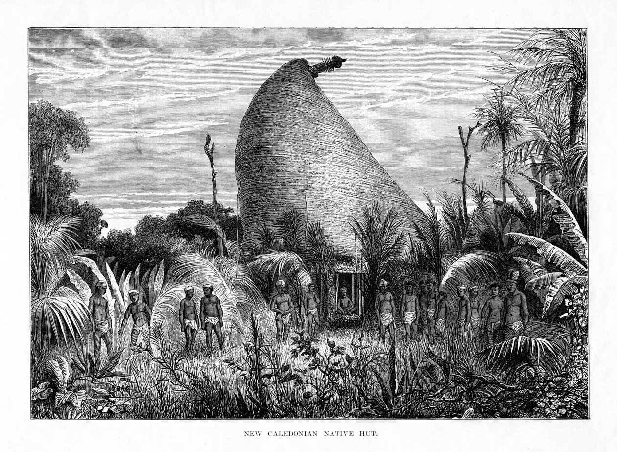 Einheimische Hütte in Neukaledonien, Südwestpazifik, 1877 von Unbekannt