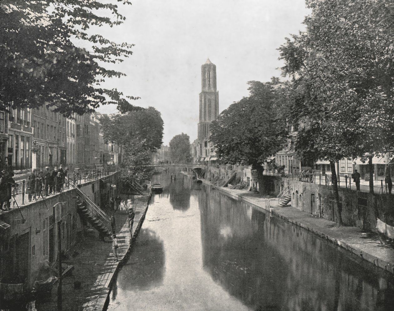Alter Kanal und Domturm, Utrecht, Niederlande, 1895 von Unbekannt