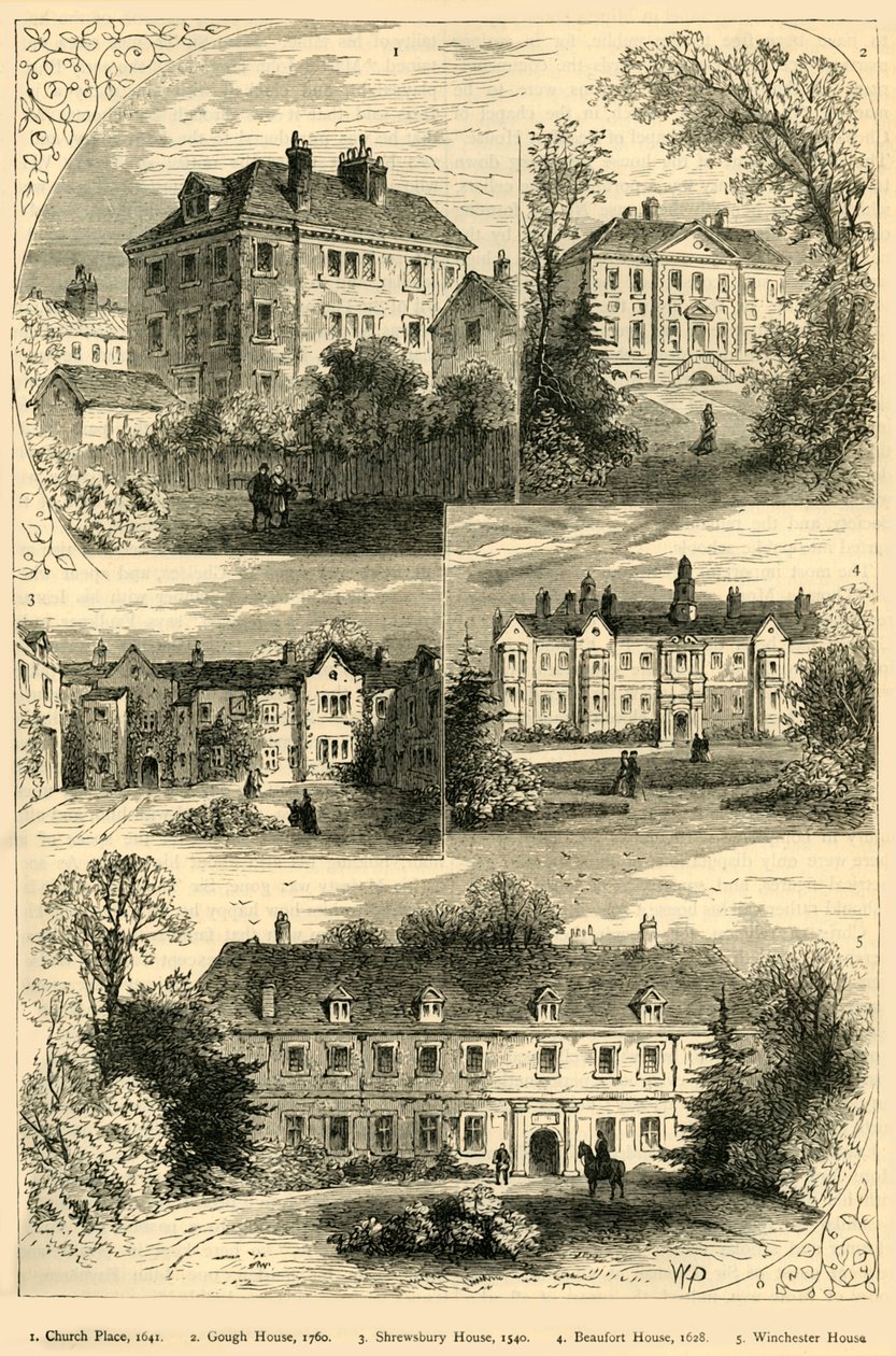 Alte Herrenhäuser in Chelsea, um 1876 von Unbekannt