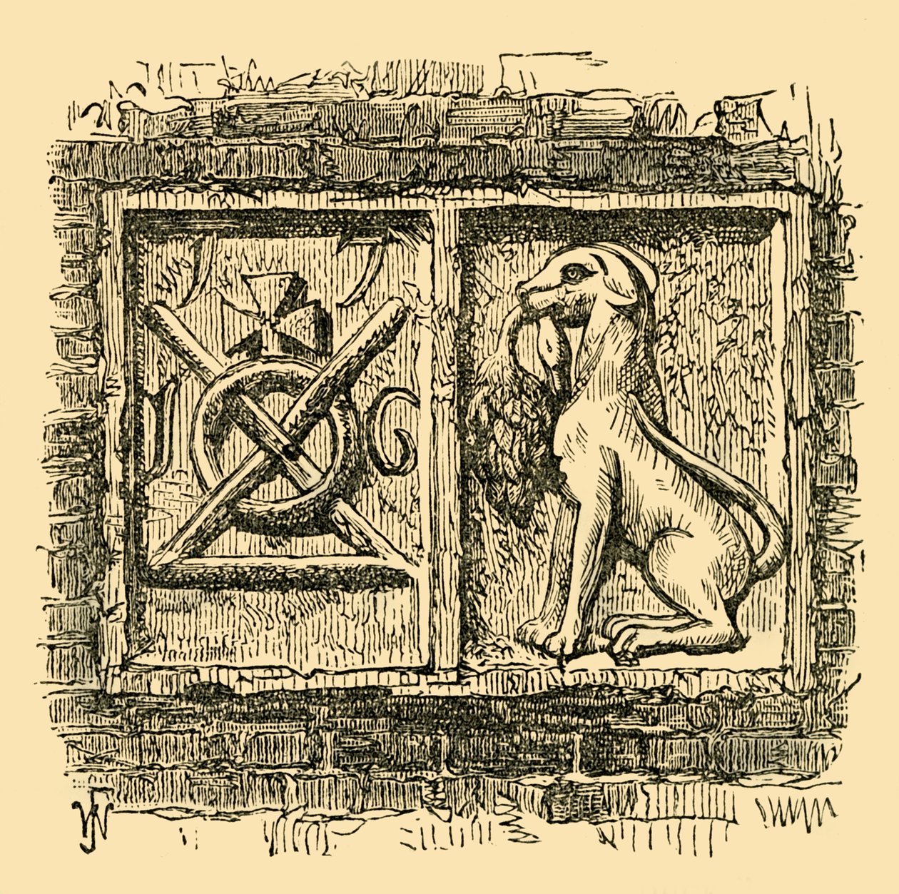 Altes Schild des Hundes und der Ente, um 1878 von Unbekannt