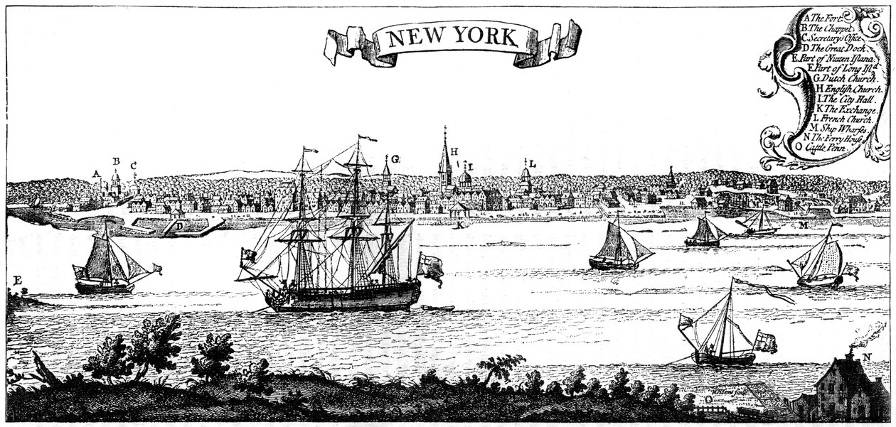 Alte Ansicht von New York, 1730 um 1880 von Unbekannt