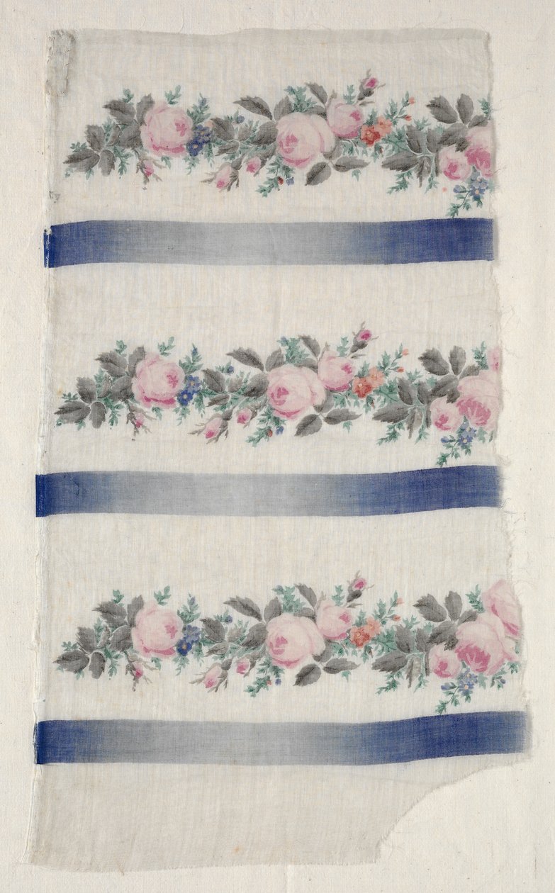Bemalter Organdy-Streifen, Mitte 1800er von Unbekannt