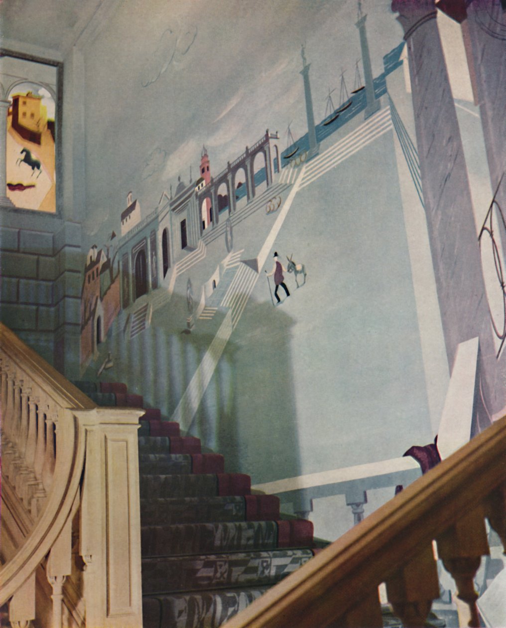 Gemaltes Fresko für eine Treppe, 1933 von Unbekannt