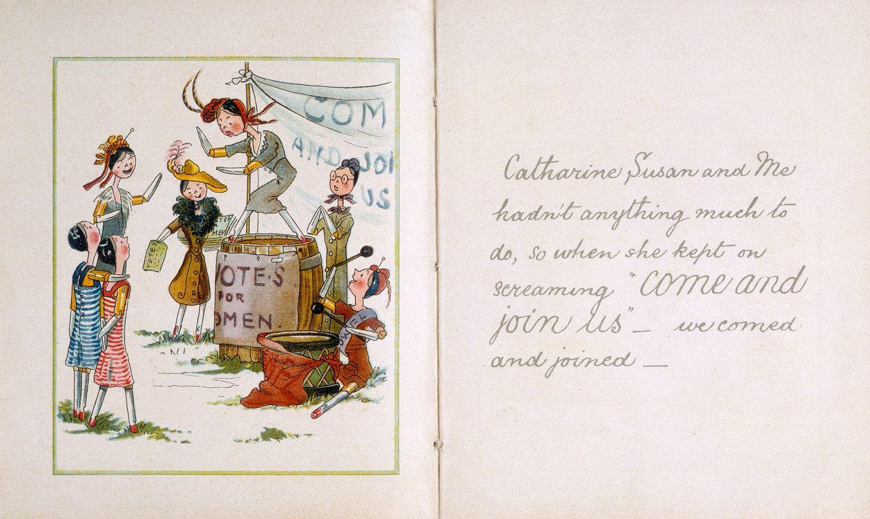 Peg-Puppen bei einem Suffragetten-Treffen, ca. 1910 von Unbekannt