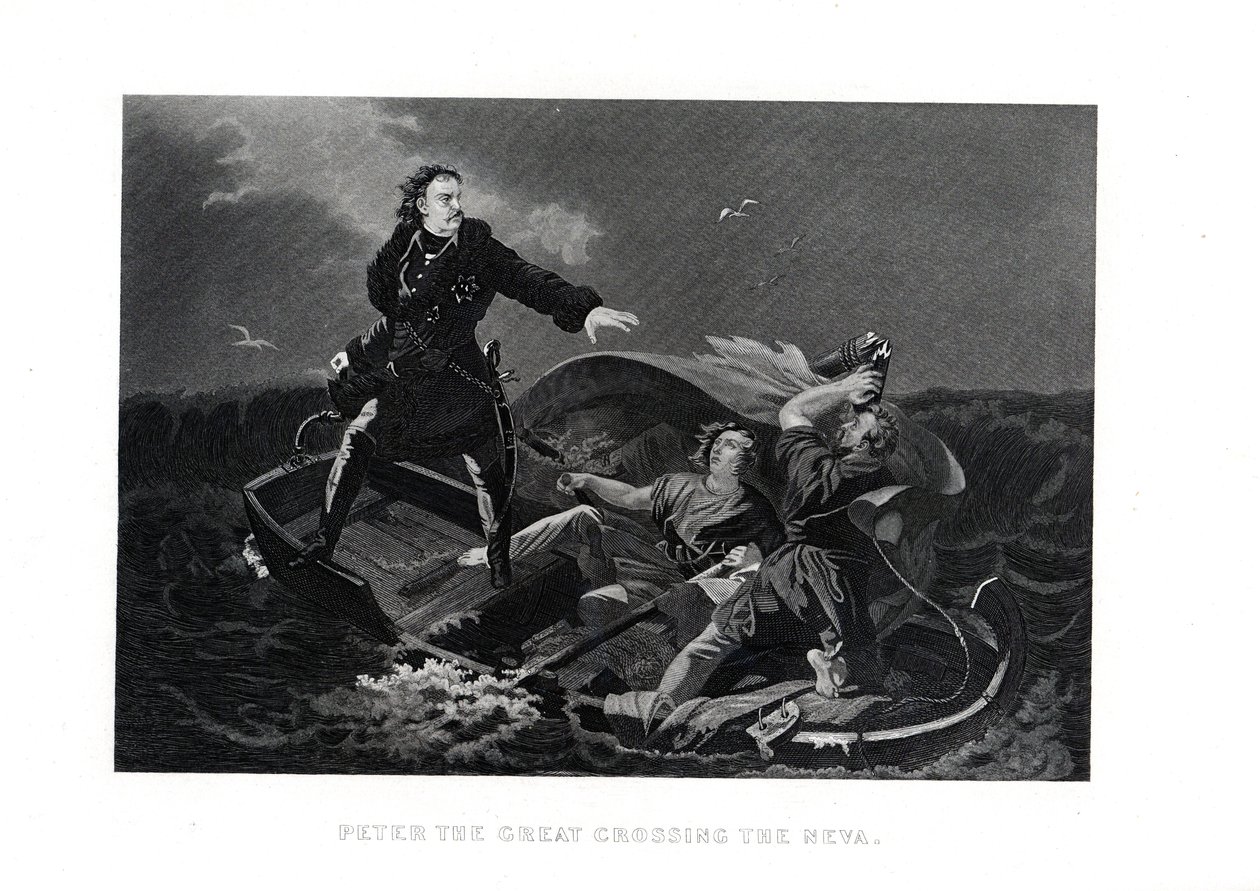 Peter der Große überquert die Newa, 1882 von Unbekannt