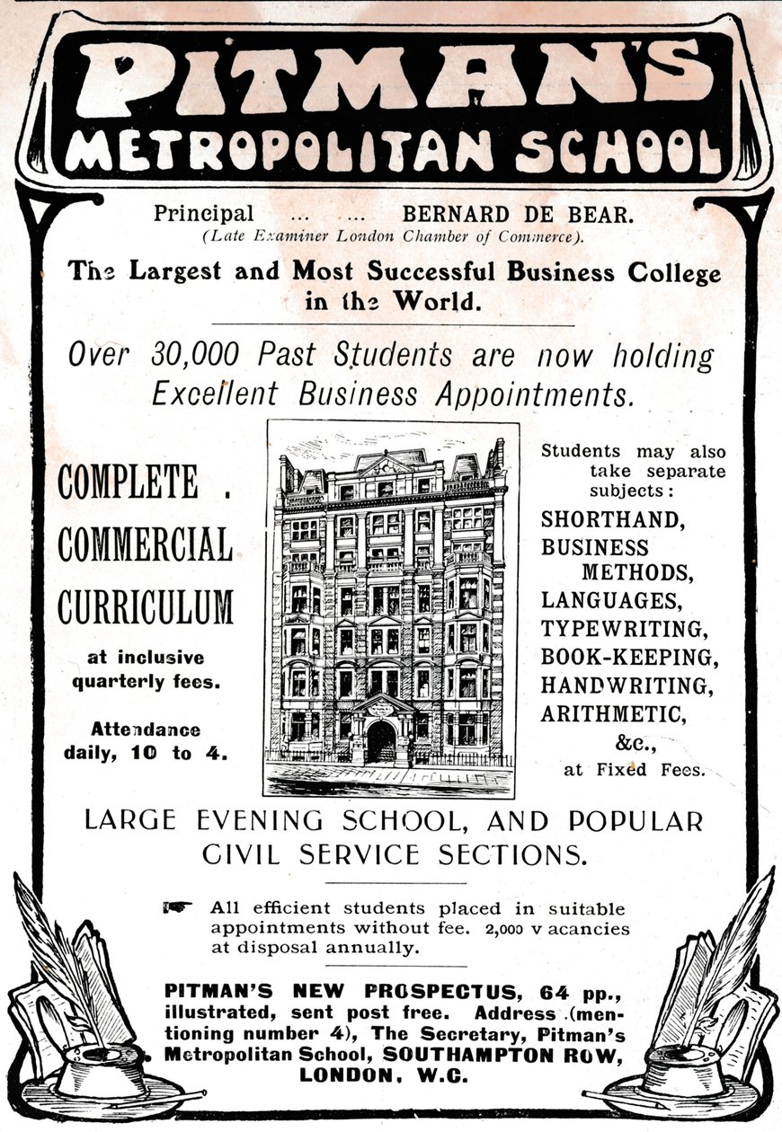 Pitmans Metropolitan School, 1906 von Unbekannt