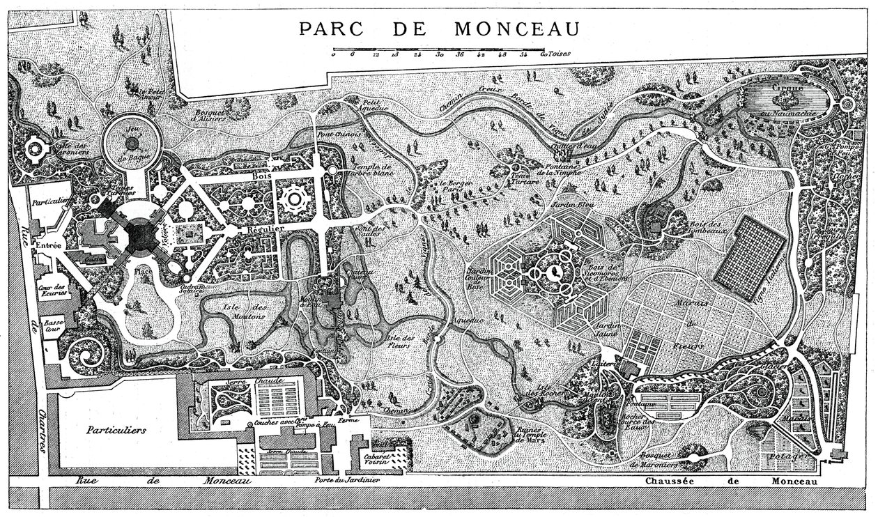 Plan des Monceau-Parks, Paris von Unbekannt