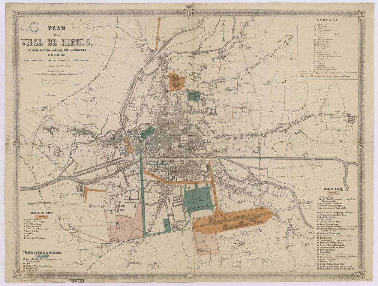 Plan von Rennes von Unbekannt