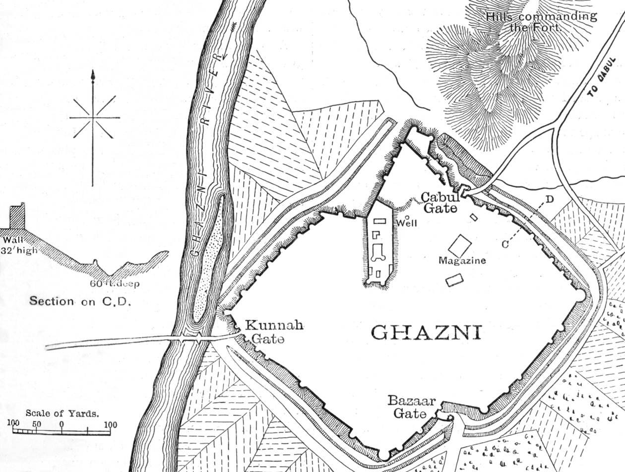 Plan von Ghazni, 1880 von Unbekannt