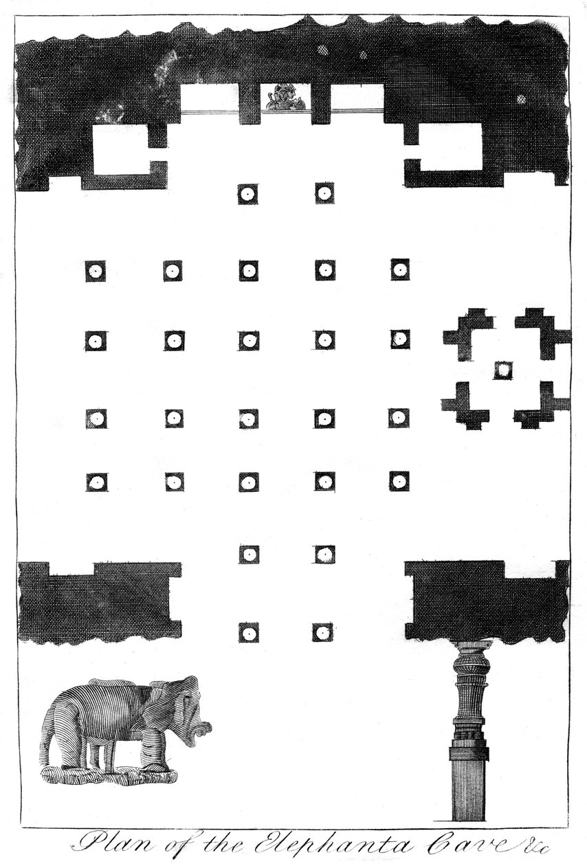 Plan der Elephanta-Höhlen, Indien, 1799 von Unbekannt