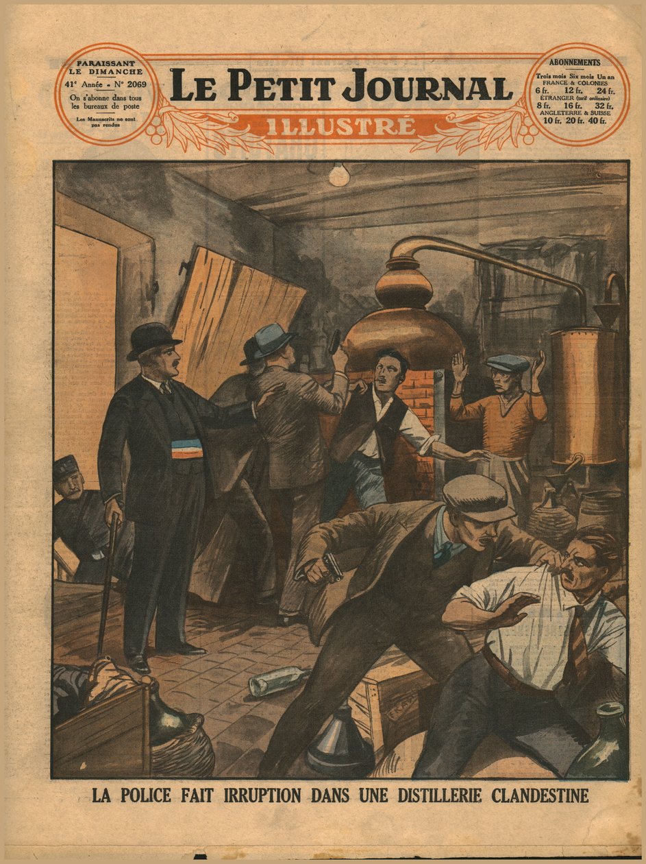 Polizeirazzia in einer illegalen Brennerei, 1930 von Unbekannt