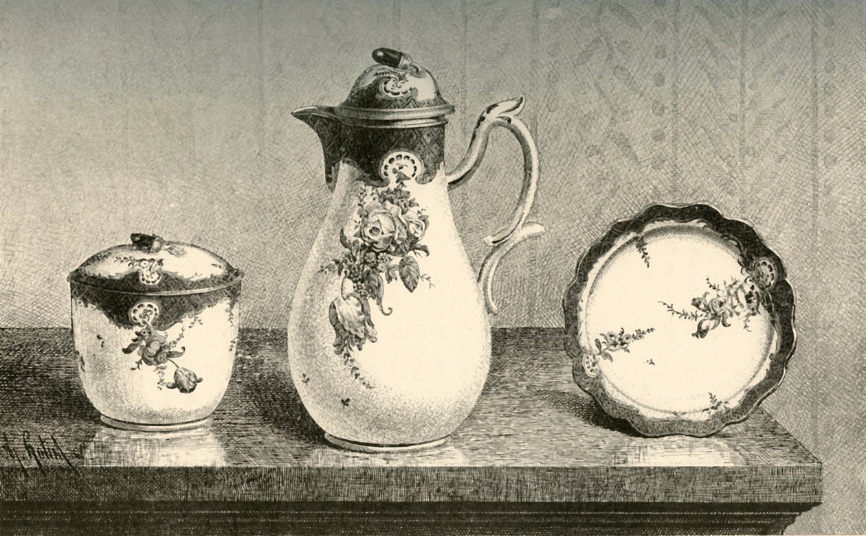 Porzellan-Kaffeeservice, Mitte-Ende 18. Jahrhundert, 1903 von Unbekannt