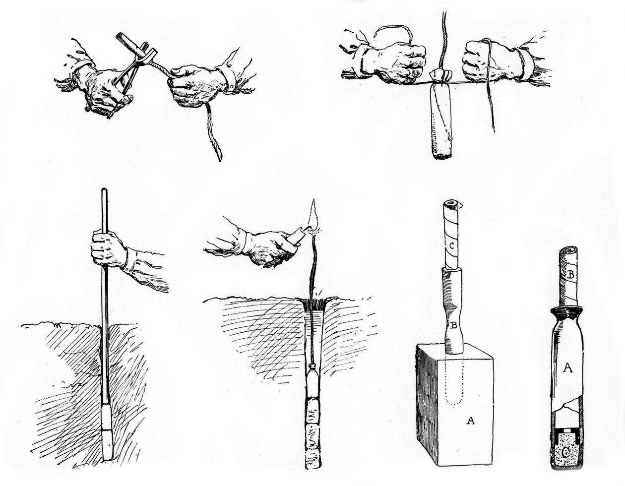 Vorbereitung und Setzen einer Dynamitladung, Paris, 1890 von Unbekannt