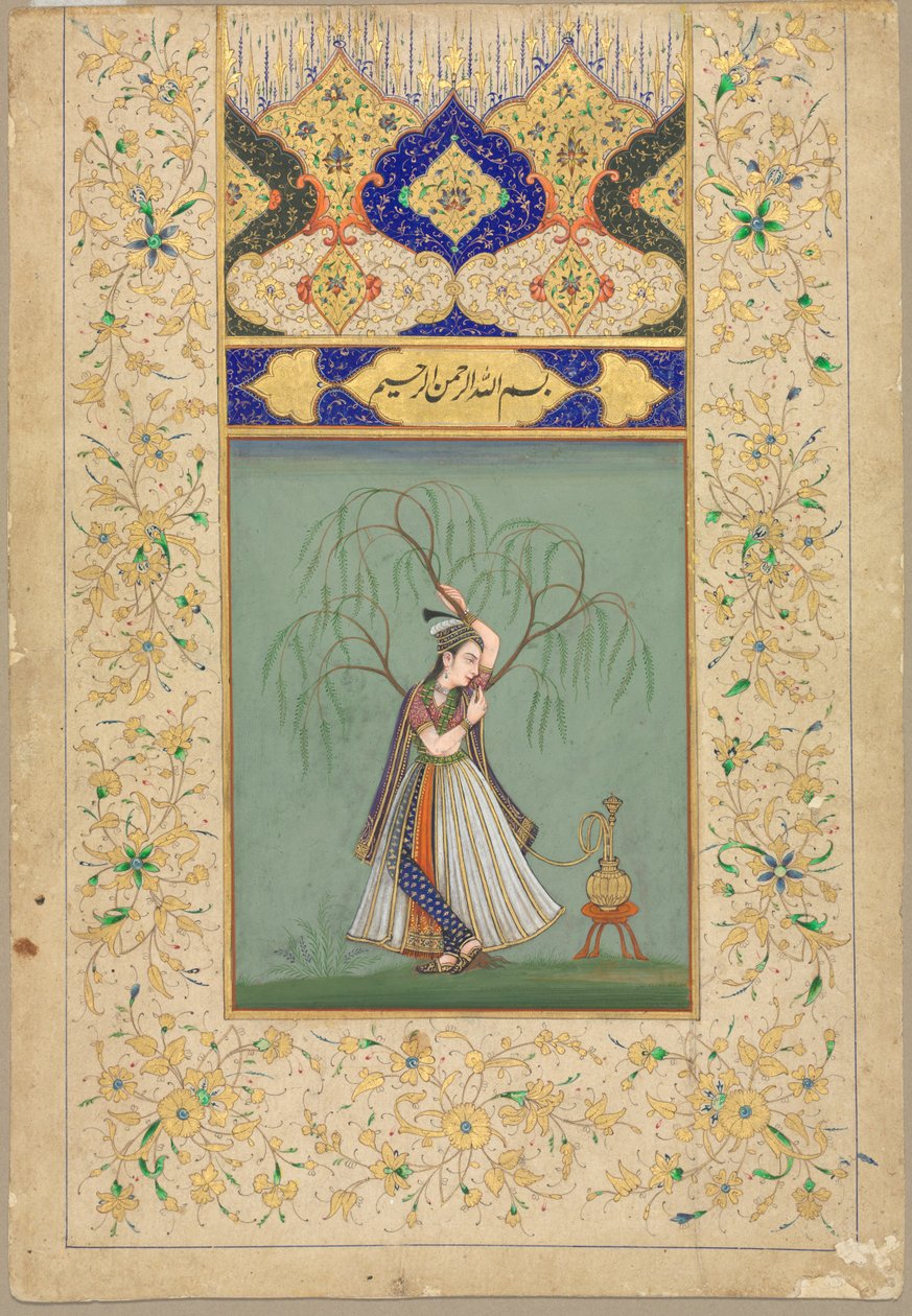 Prinzessin raucht eine Wasserpfeife als Salabhanjika, 1700er von Unbekannt