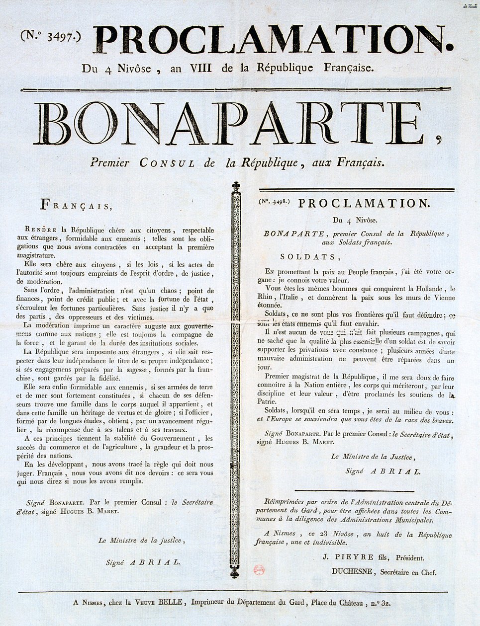 Proklamation Napoleons als erster Konsul von Unbekannt