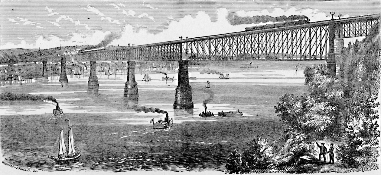 Vorgeschlagene Brücke über den Hudson bei Poughkeepsie, 1883 von Unbekannt