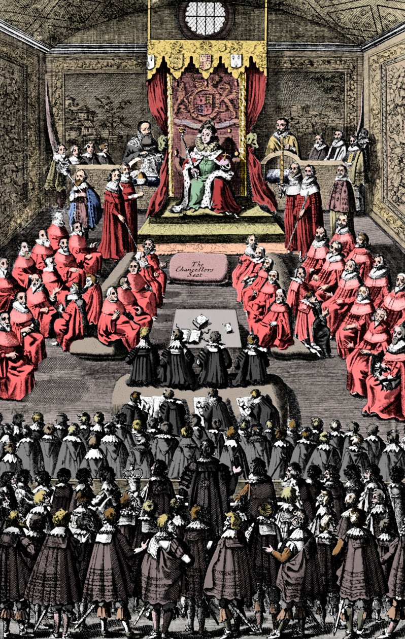 Königin Elisabeth I. im Parlament, 16. Jahrhundert, ca. 1902-1905 von Unbekannt