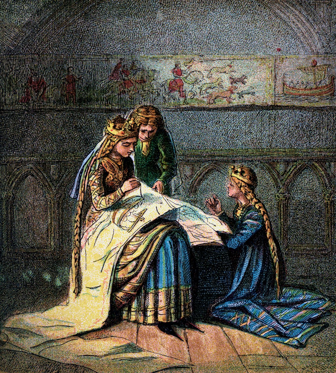 Königin Mathilde und ihr Wandteppich, ca. 1850 von Unbekannt