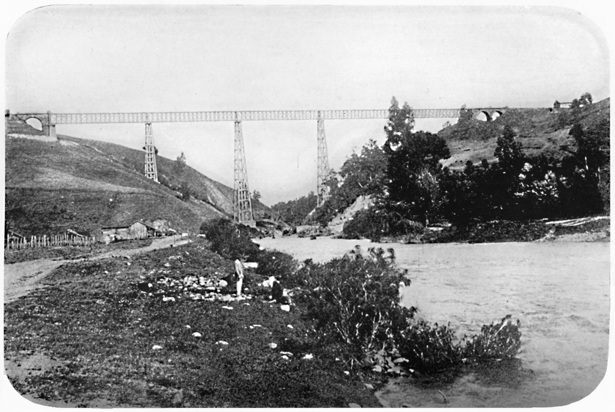 Eisenbahnbrücke über den Malleco-Fluss, Arucania, 1911 von Unbekannt