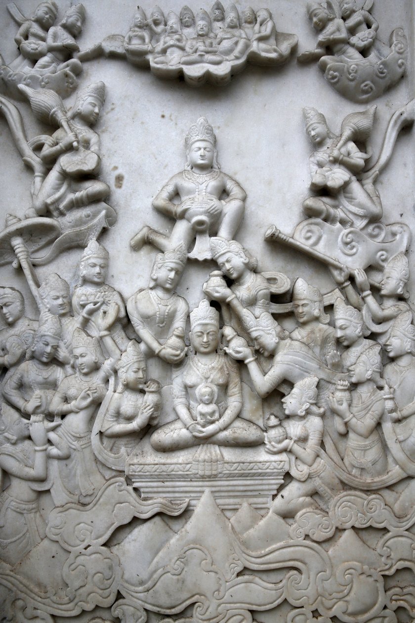 Reliefs außerhalb des Leicester Jain Tempels. Vereinigtes Königreich von Unbekannt