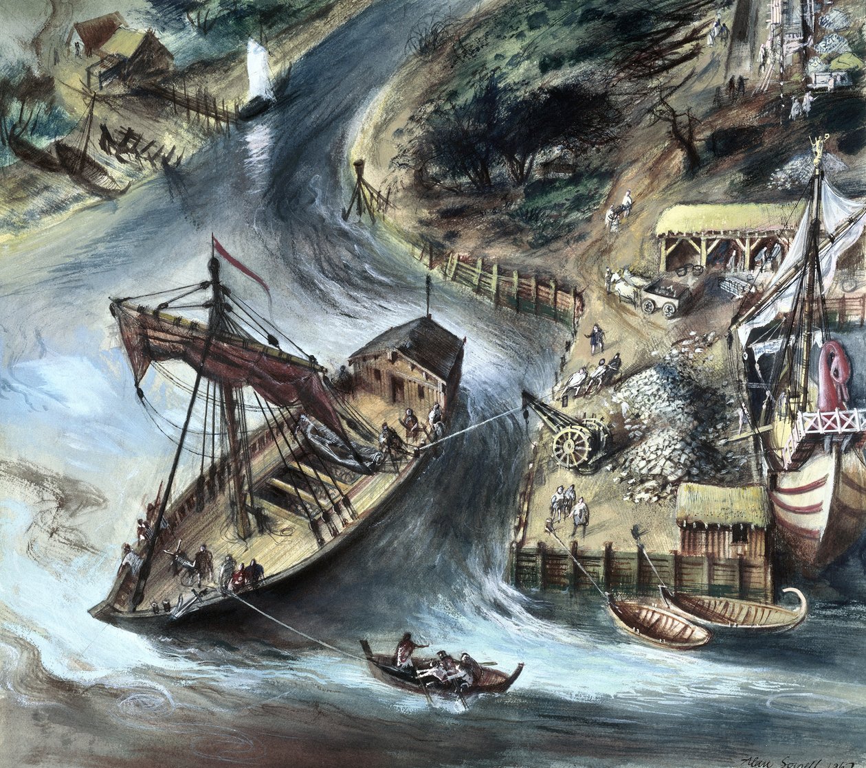 Römisches Schiff und Fracht, London, 1.-3. Jahrhundert von Unbekannt