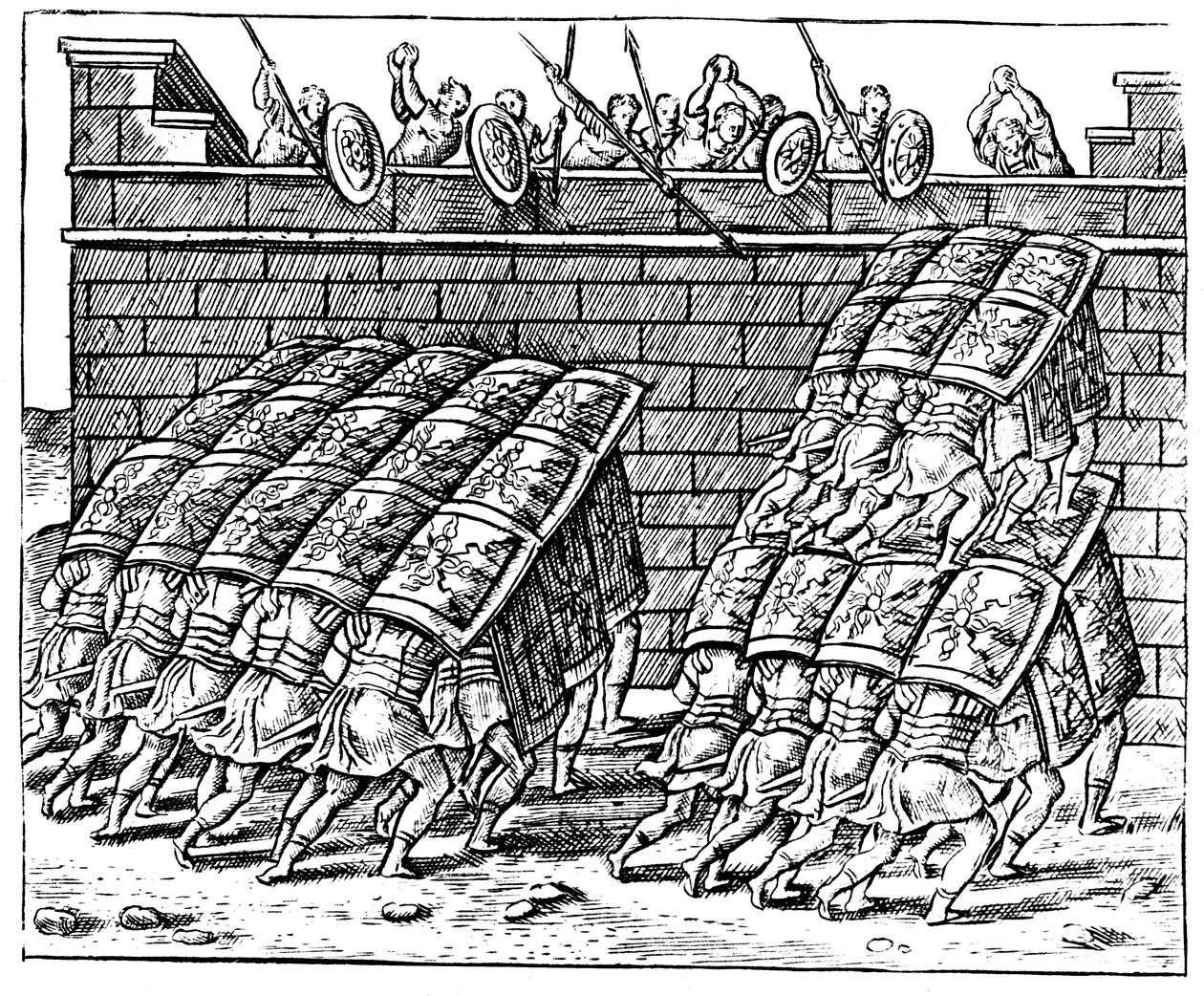 Römische Soldaten greifen eine Festung an, 1605 von Unbekannt