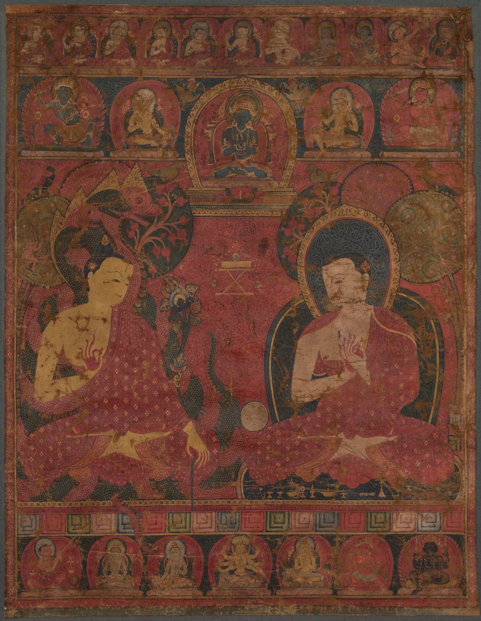Sakyamuni mit einem Schüler Thangka, 14. Jahrhundert von Unbekannt
