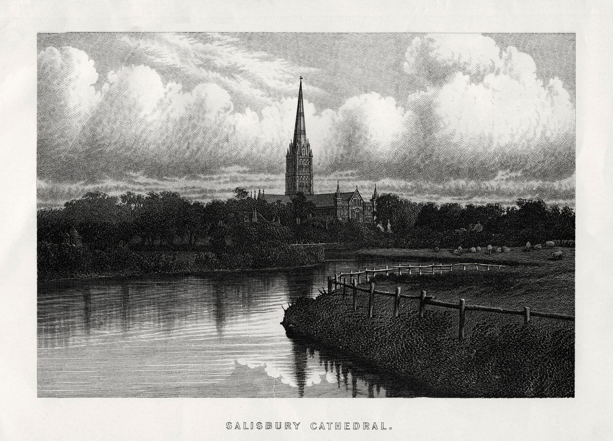 Kathedrale von Salisbury, Wiltshire, England, 19. Jahrhundert von Unbekannt