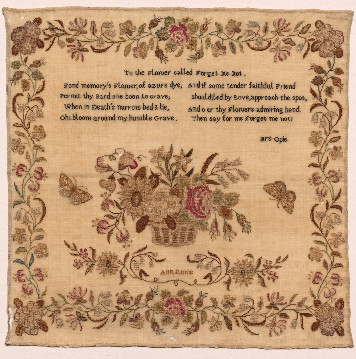 Stickmustertuch, 1800er von Unbekannt