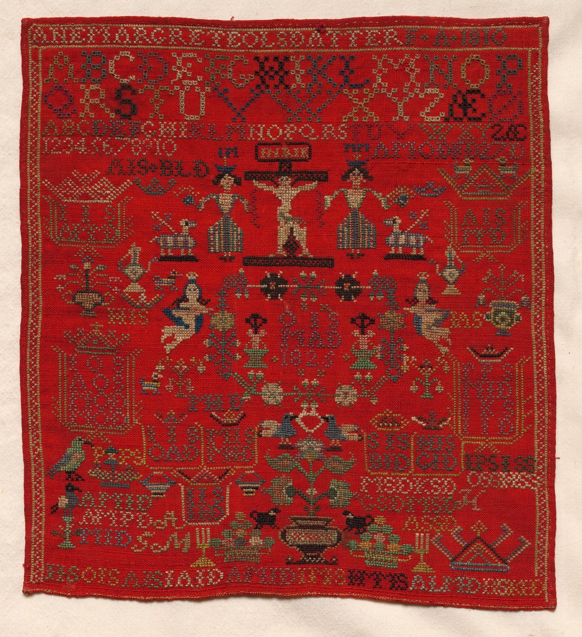 Stickmustertuch, 1810 von Unbekannt