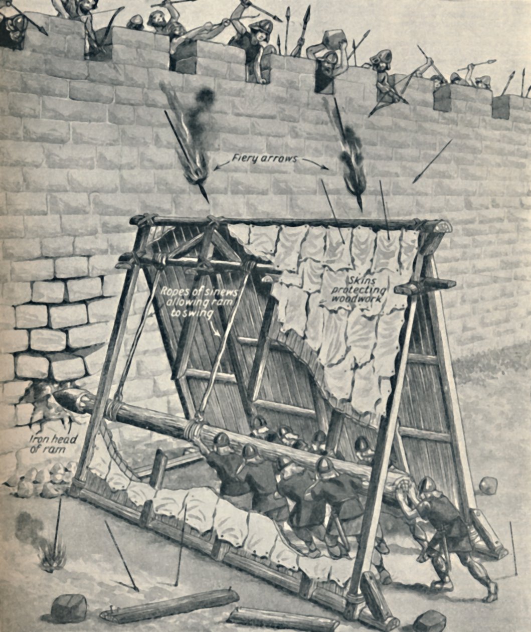 Sachsen zerstören eine Stadtmauer, um 1934 von Unbekannt