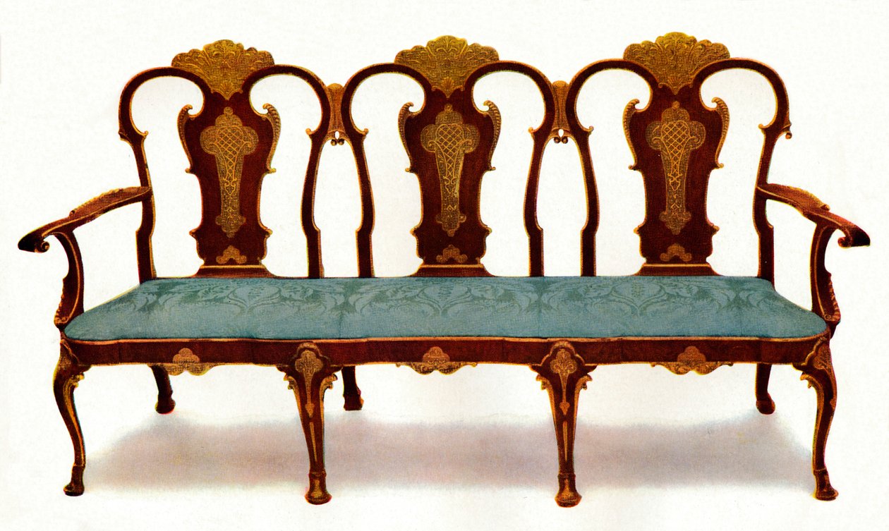 Sofa aus Walnuss und Gesso, 1930 von Unbekannt
