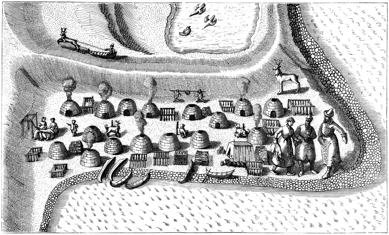 Siedlung in Russisch-Lappland, 1594 von Unbekannt