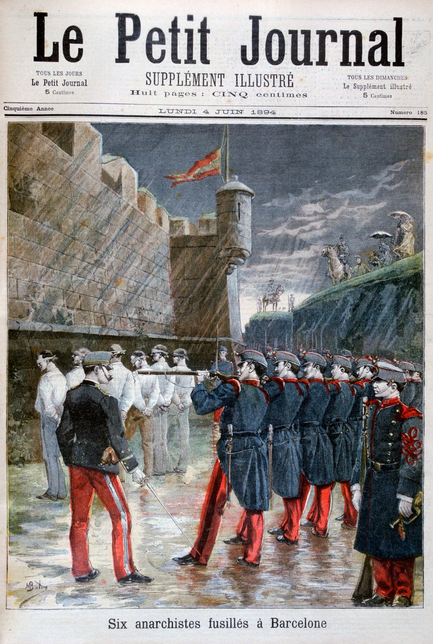 Sechs Anarchisten in Barcelona hingerichtet, 1894 von Unbekannt