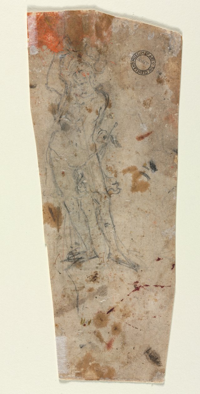 Skizze einer gepanzerten männlichen Figur, 1600er von Unbekannt
