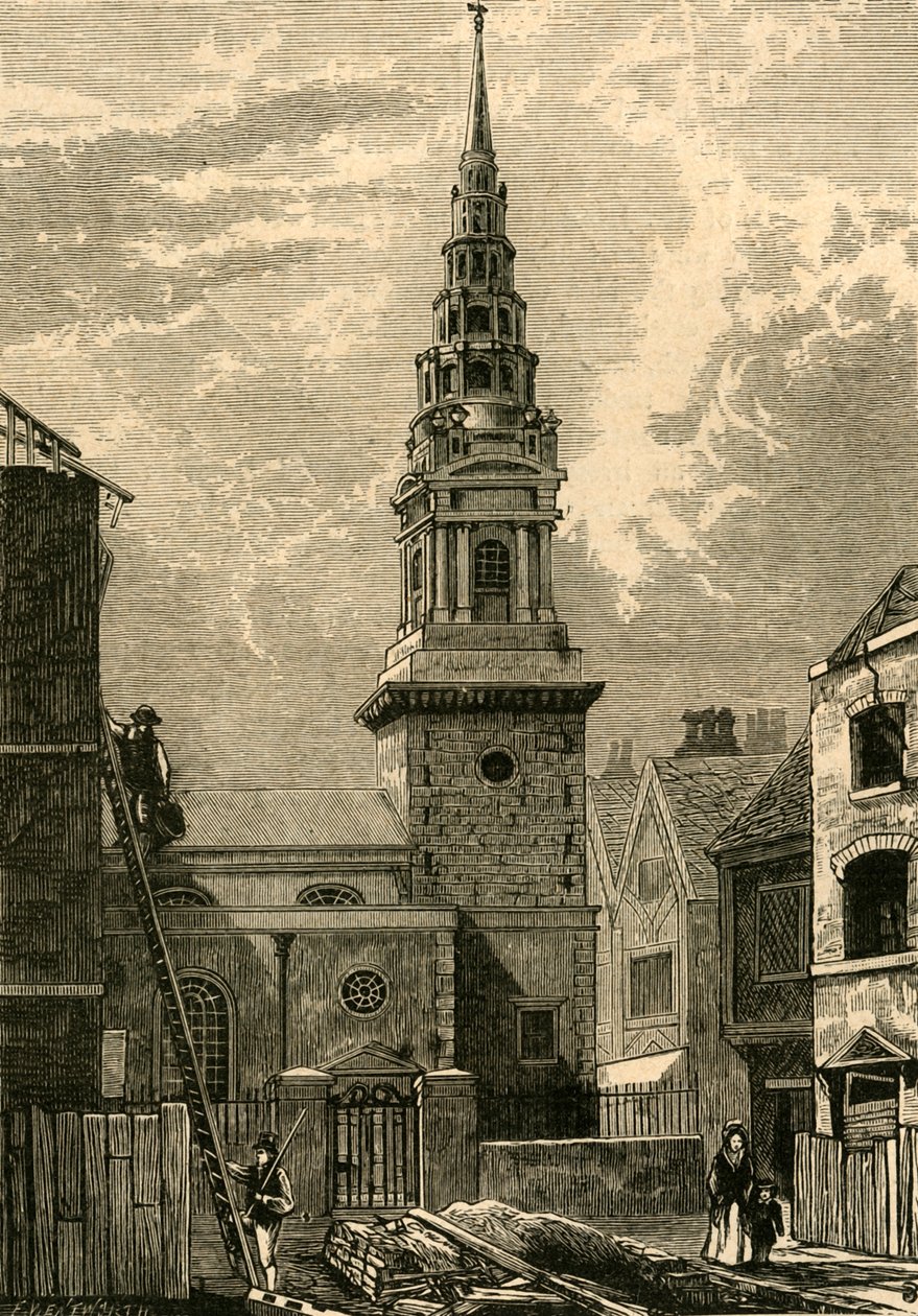 St. Brides Kirche, Fleet Street, 1824, 1897 von Unbekannt