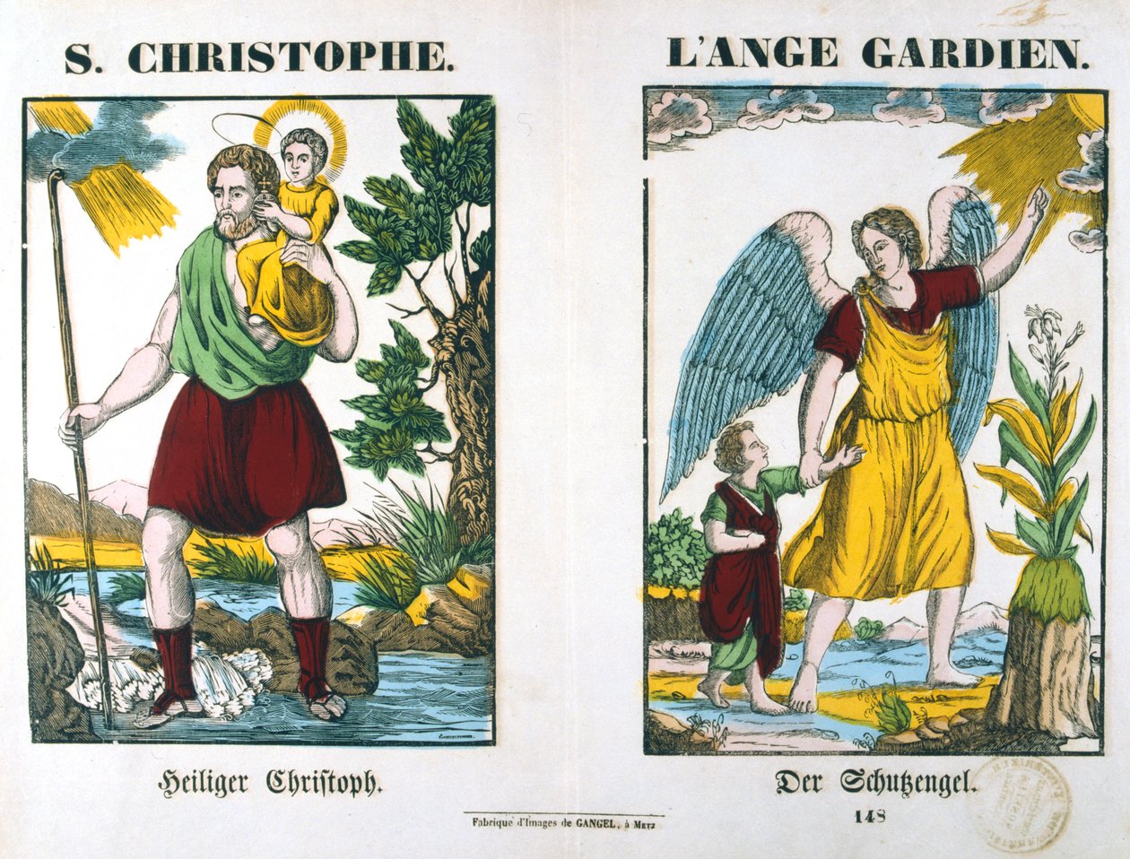 St. Christophorus und ein Schutzengel, 19. Jahrhundert von Unbekannt
