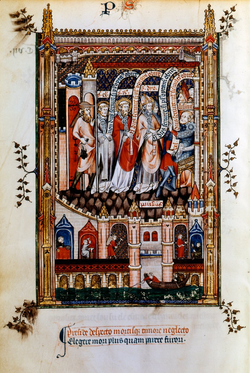 St. Denis wird zu Sisinnius gebracht, 1317 von Unbekannt