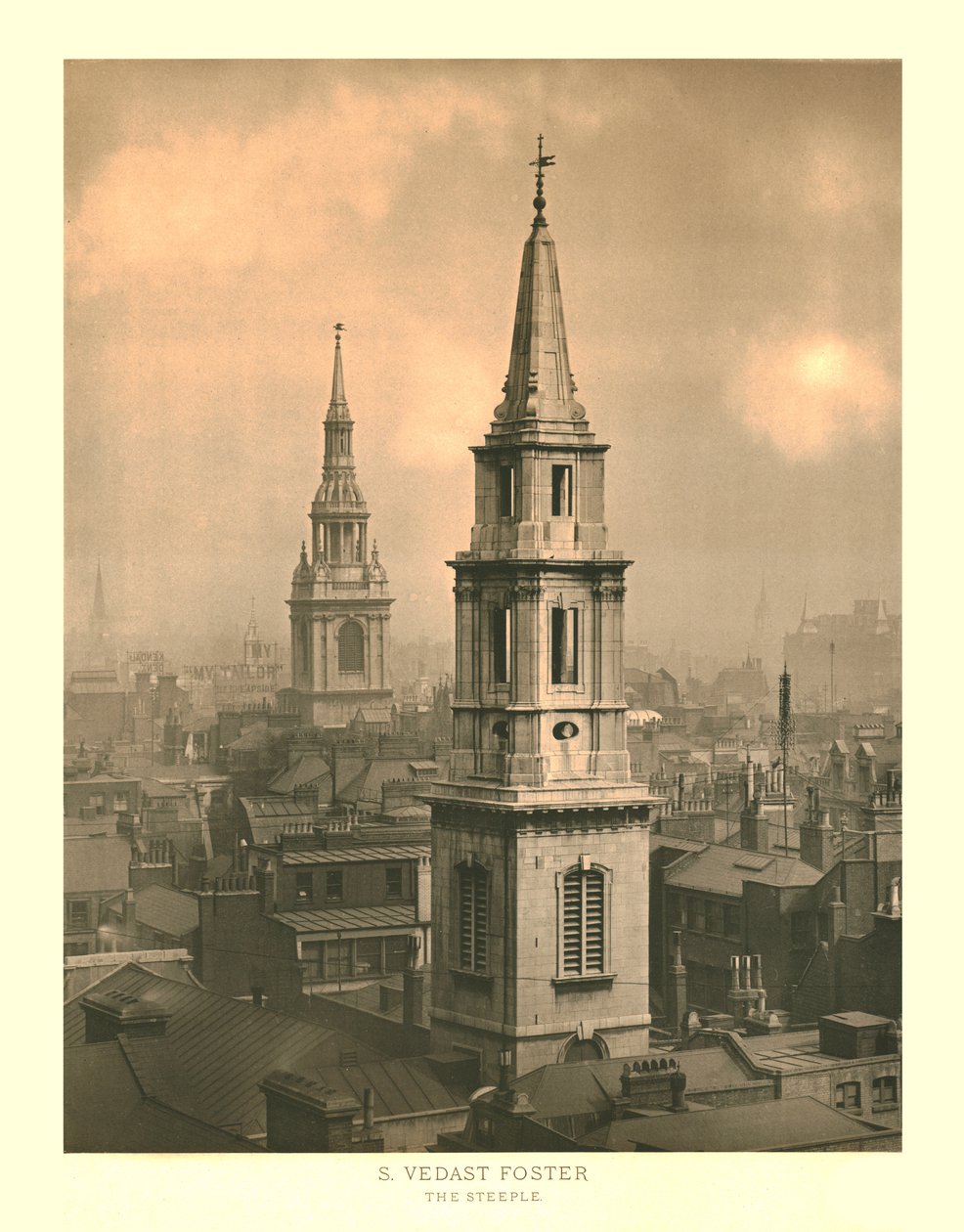 St Vedast Foster, Der Kirchturm, Mitte-Ende 19. Jahrhundert von Unbekannt