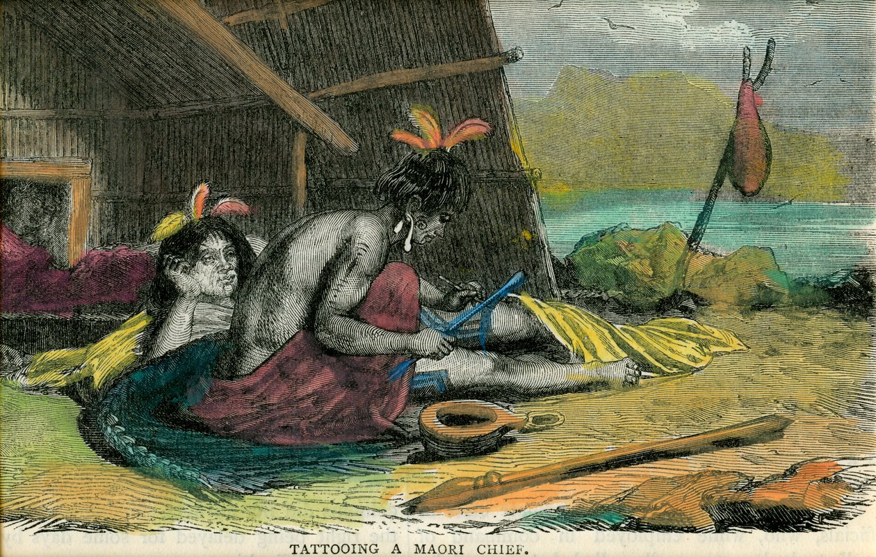 Tätowierung eines Maori-Häuptlings, spätes 19. Jahrhundert von Unbekannt